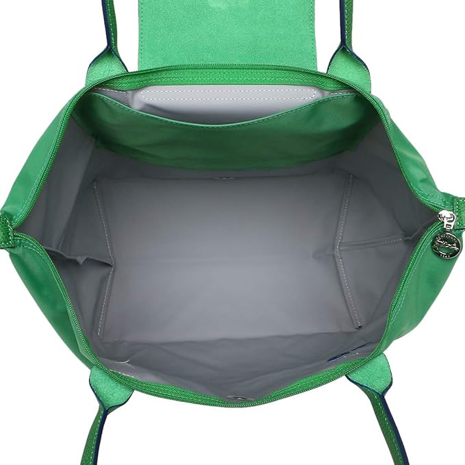 Longchamp L - Verde cacto com acabamento azul