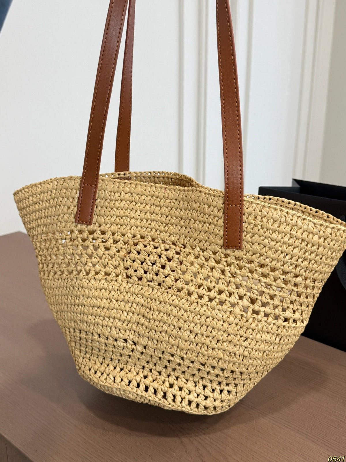 Saint Laurent Panier Small em Ráfia