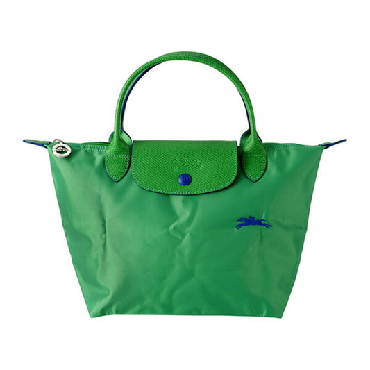 Longchamp S - Verde cacto com acabamento em azul
