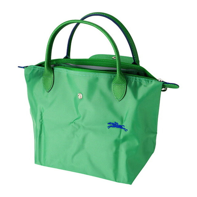 Longchamp S - Verde cacto com acabamento em azul