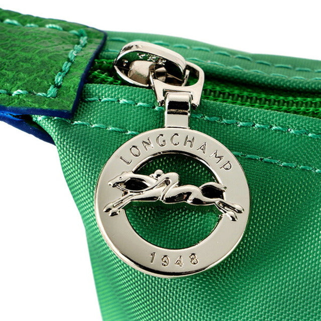Longchamp S - Verde cacto com acabamento em azul