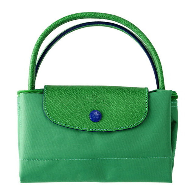 Longchamp S - Verde cacto com acabamento em azul