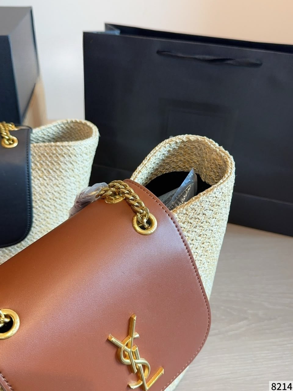 Saint Laurent Manon em Ráfia – Bolsa transversal
