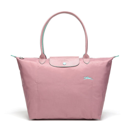 Longchamp M - Rosa com acabamento em verde água