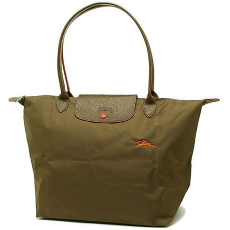 Longchamp L - Verde oliva com acabamento em vermelho