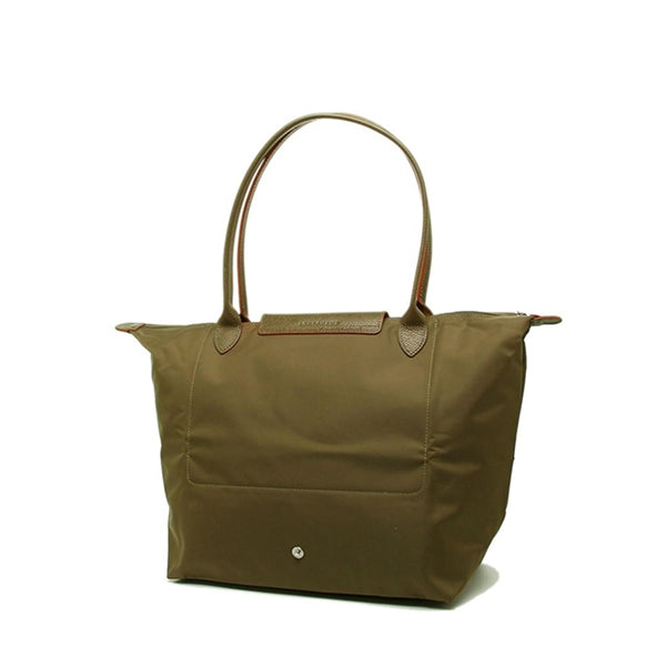 Longchamp L - Verde oliva com acabamento em vermelho