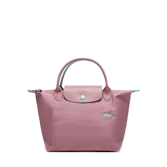 Longchamp S - Rosa com acabamento em verde água
