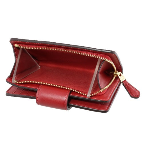 Carteira Coach Corner Zip - Vermelho e castanho escuro