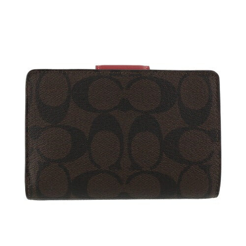Carteira Coach Corner Zip - Vermelho e castanho escuro