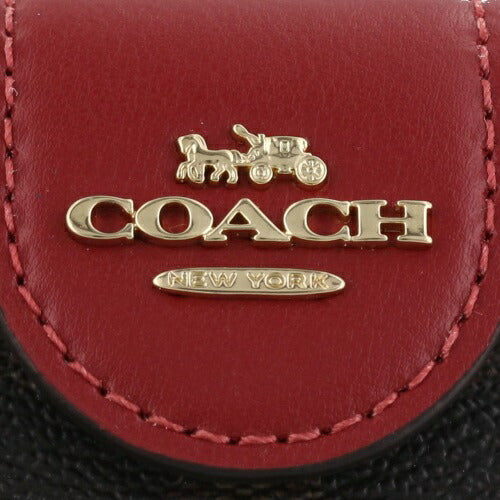 Carteira Coach Corner Zip - Vermelho e castanho escuro