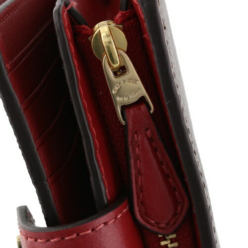 Carteira Coach Corner Zip - Vermelho e castanho escuro