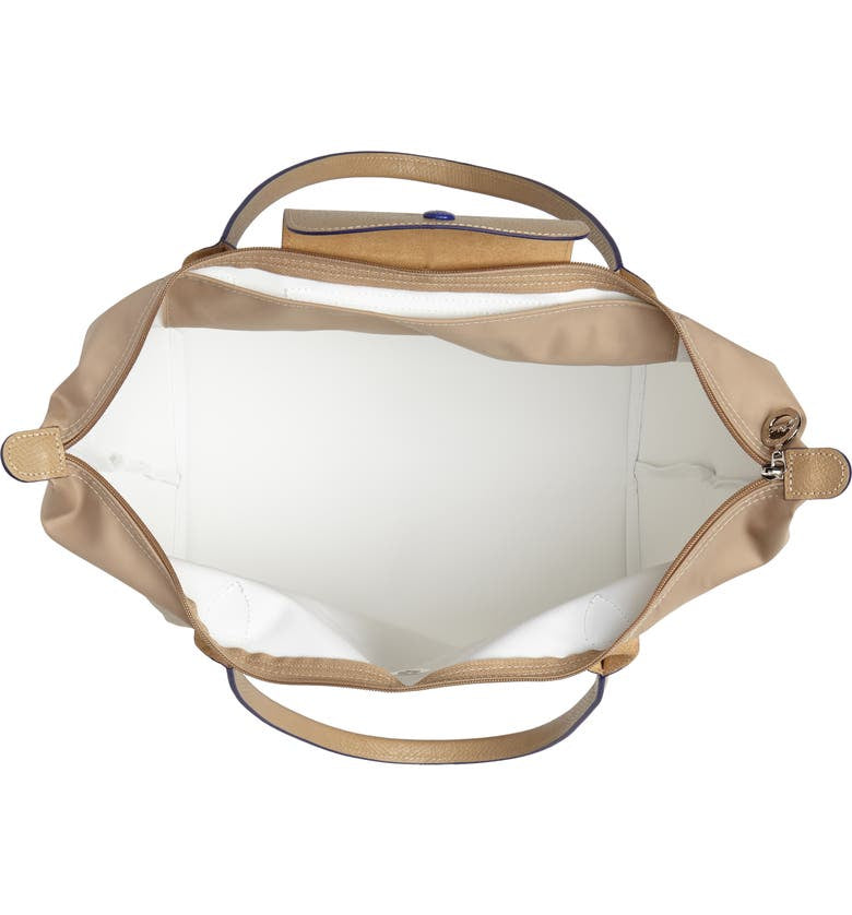 Longchamp L - Bege com acabamento em azul