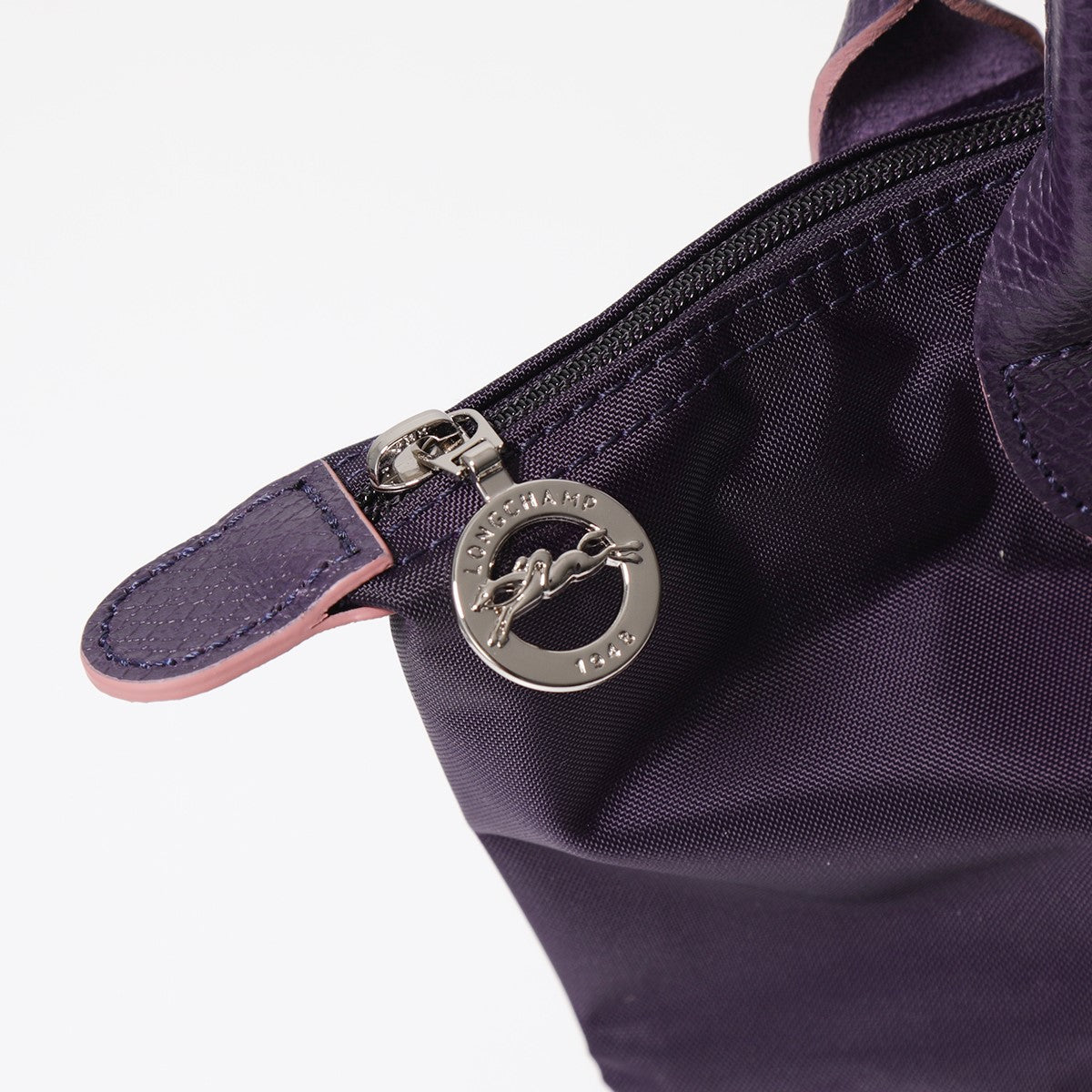 Longchamp S - Violeta com acabamento em rosa