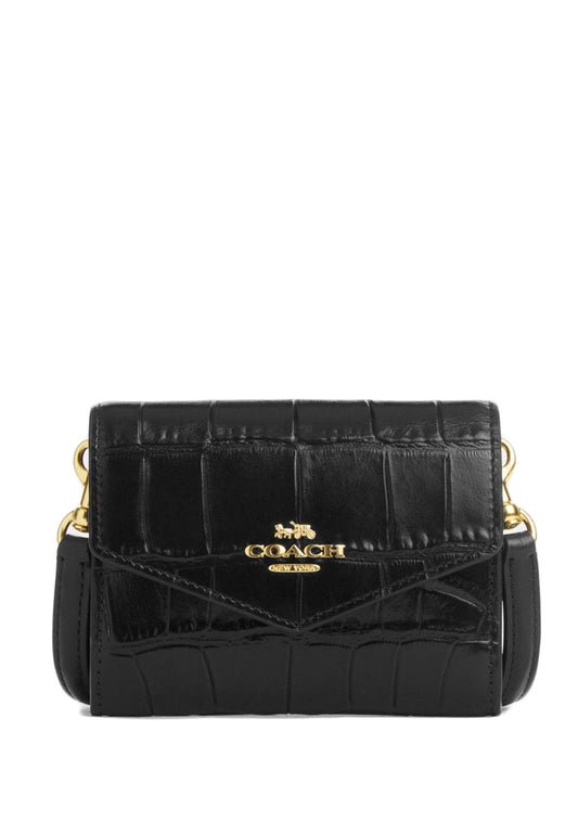 Carteira Coach Mini Envelope With Strap - Preto texturizado
