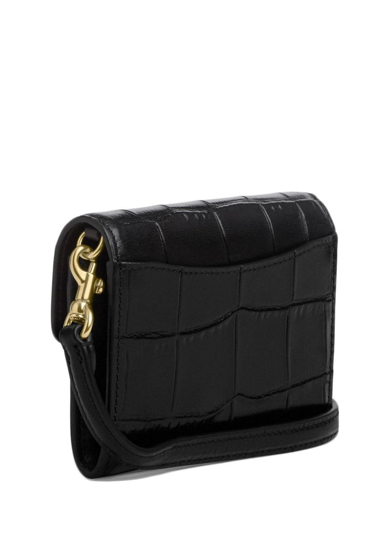 Carteira Coach Mini Envelope With Strap - Preto texturizado