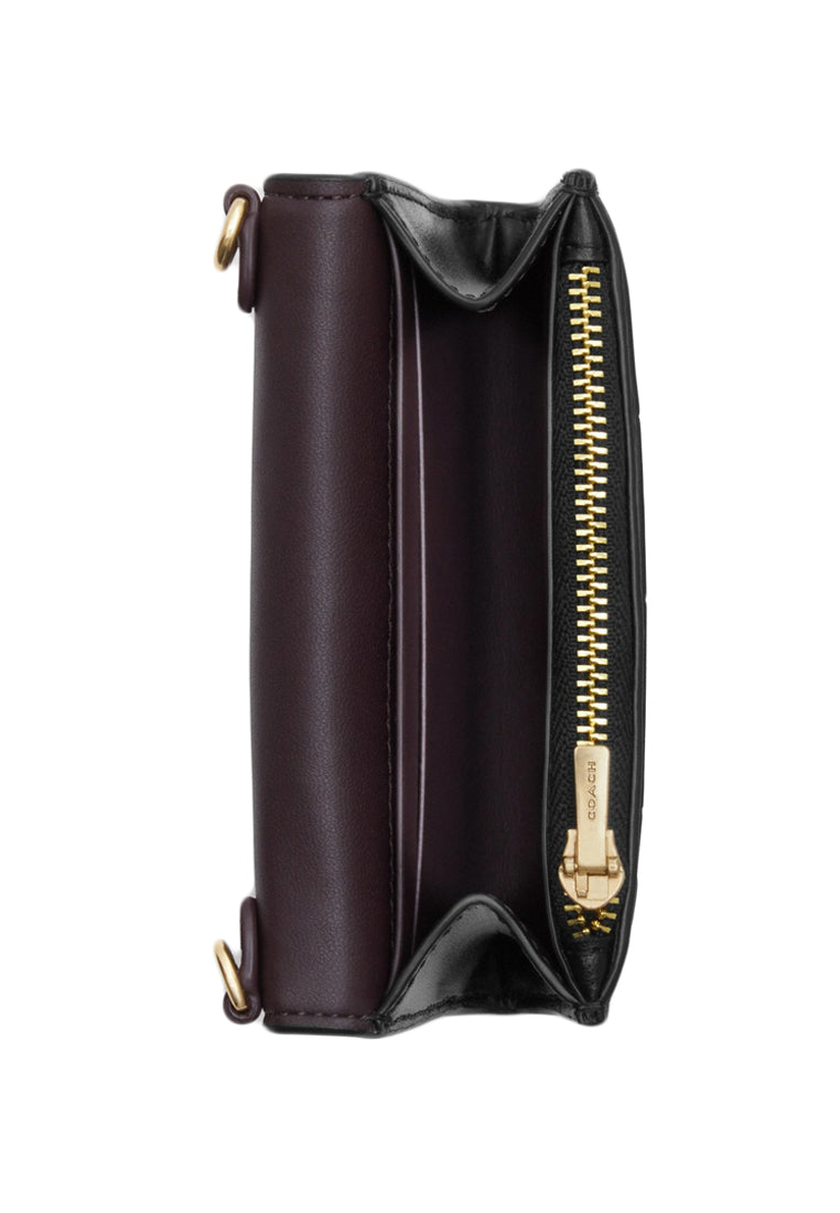 Carteira Coach Mini Envelope With Strap - Preto texturizado