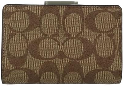 Carteira Coach Corner Zip - Verde musgo e castanho