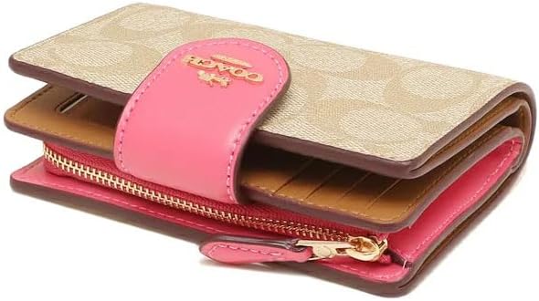Carteira Coach Corner Zip - Rosa e bege