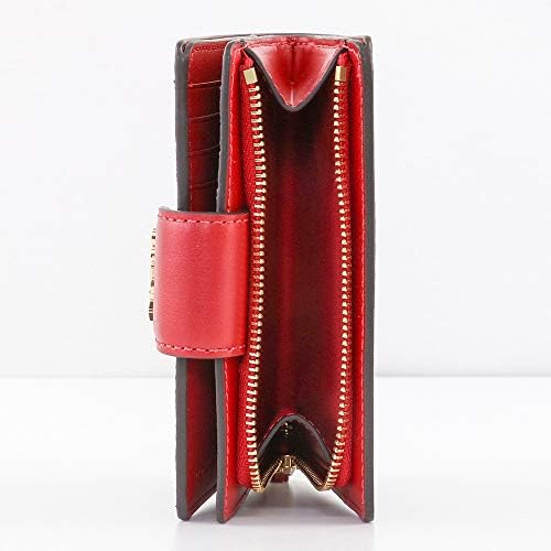 Carteira Coach Corner Zip - Vermelho e castanho escuro
