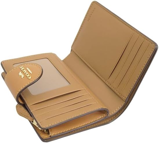 Carteira Coach Corner Zip - Camel e bege