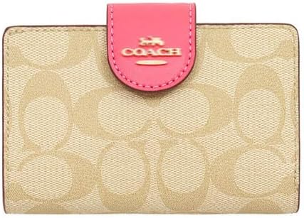 Carteira Coach Corner Zip - Rosa e bege
