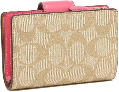 Carteira Coach Corner Zip - Rosa e bege