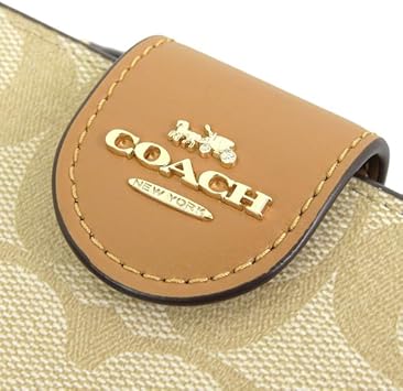 Carteira Coach Corner Zip - Camel e bege