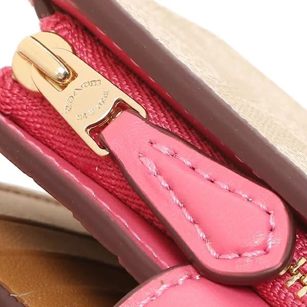 Carteira Coach Corner Zip - Rosa e bege