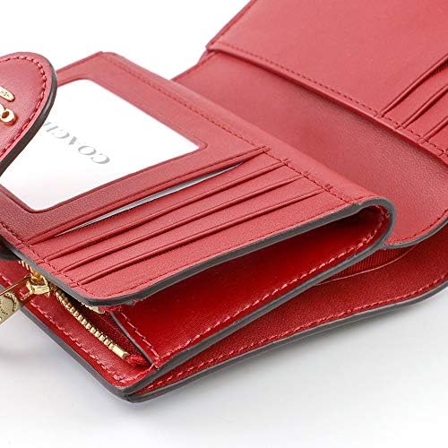Carteira Coach Corner Zip - Vermelho e castanho escuro