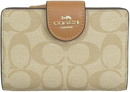 Carteira Coach Corner Zip - Camel e bege