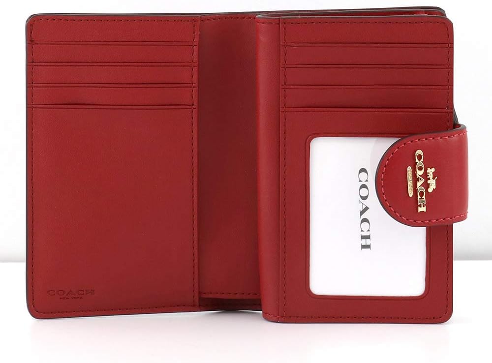 Carteira Coach Corner Zip - Vermelho e castanho escuro