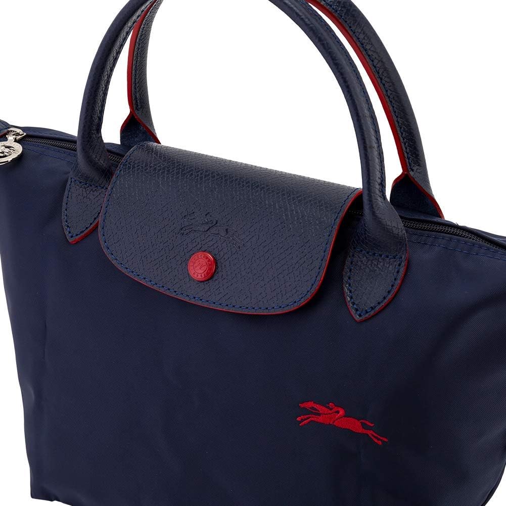 Longchamp S - Azul marinho com acabamento em vermelho