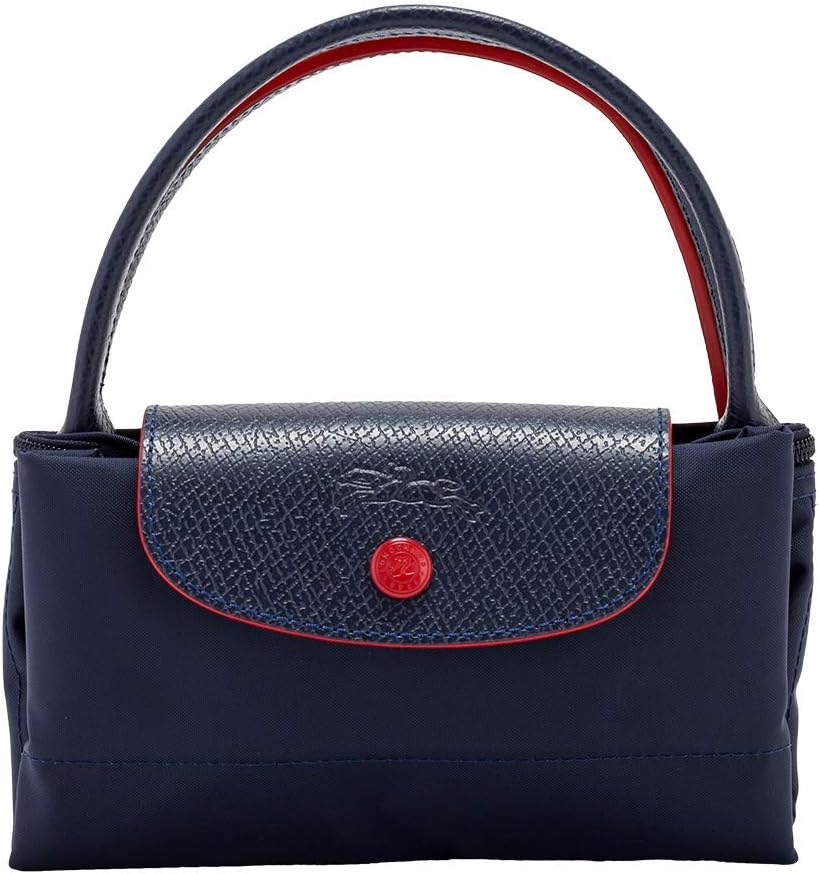 Longchamp S - Azul marinho com acabamento em vermelho