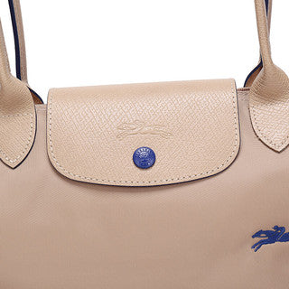 Longchamp L - Bege com acabamento em azul