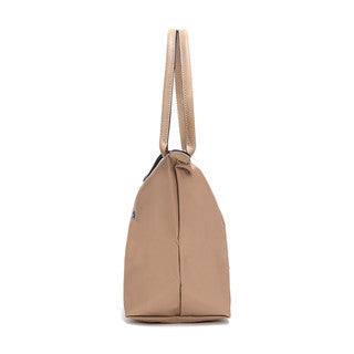 Longchamp M - Bege com acabamento em azul