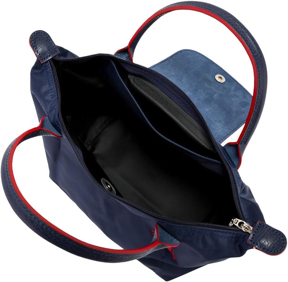 Longchamp S - Azul marinho com acabamento em vermelho