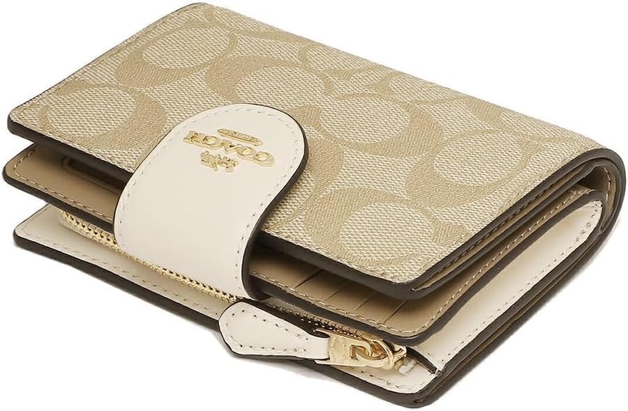 Carteira Coach Corner Zip - Branco e bege