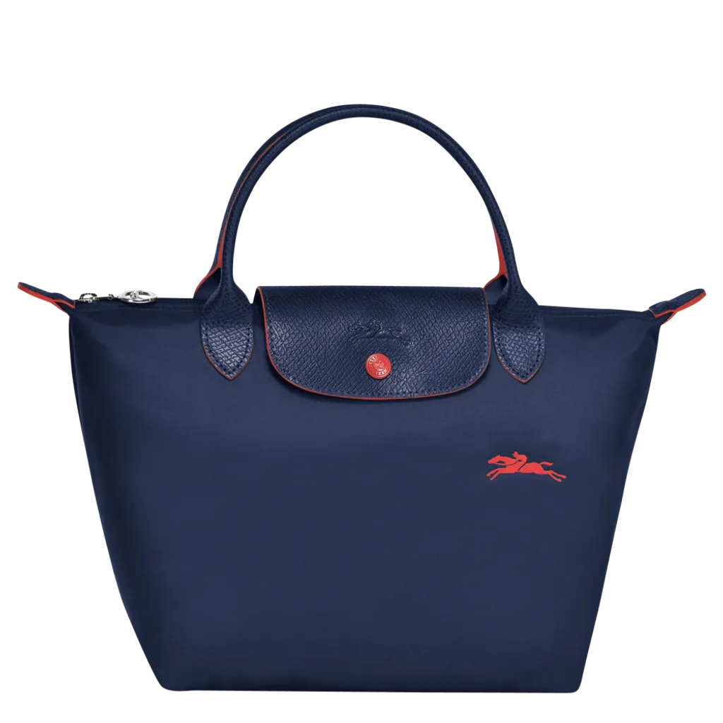 Longchamp S - Azul marinho com acabamento em vermelho