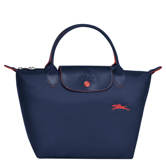 Longchamp S - Azul marinho com acabamento em vermelho