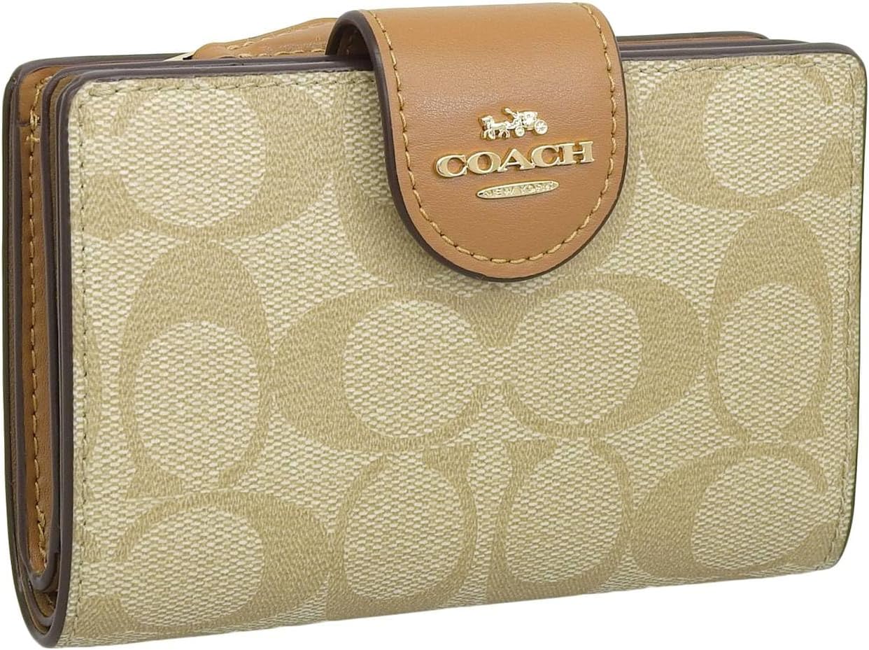 Carteira Coach Corner Zip - Camel e bege