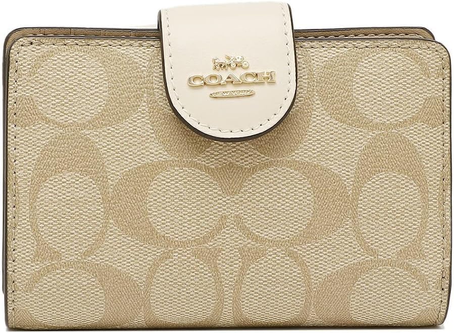 Carteira Coach Corner Zip - Branco e bege