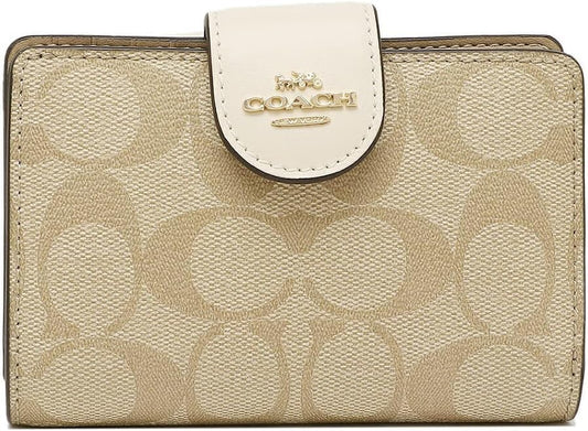 Carteira Coach Corner Zip - Branco e bege