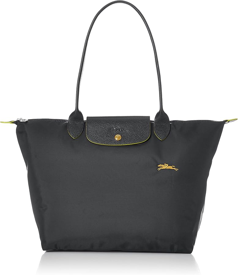 Longchamp L - Cinza escuro com acabamento em amarelo