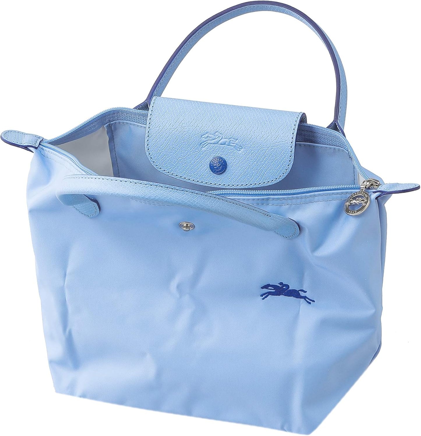 Longchamp S - Azul bebê com acabamento em azul marinho