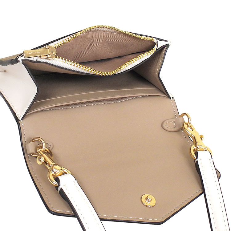 Carteira Coach Mini Envelope With Strap - Branco e bege