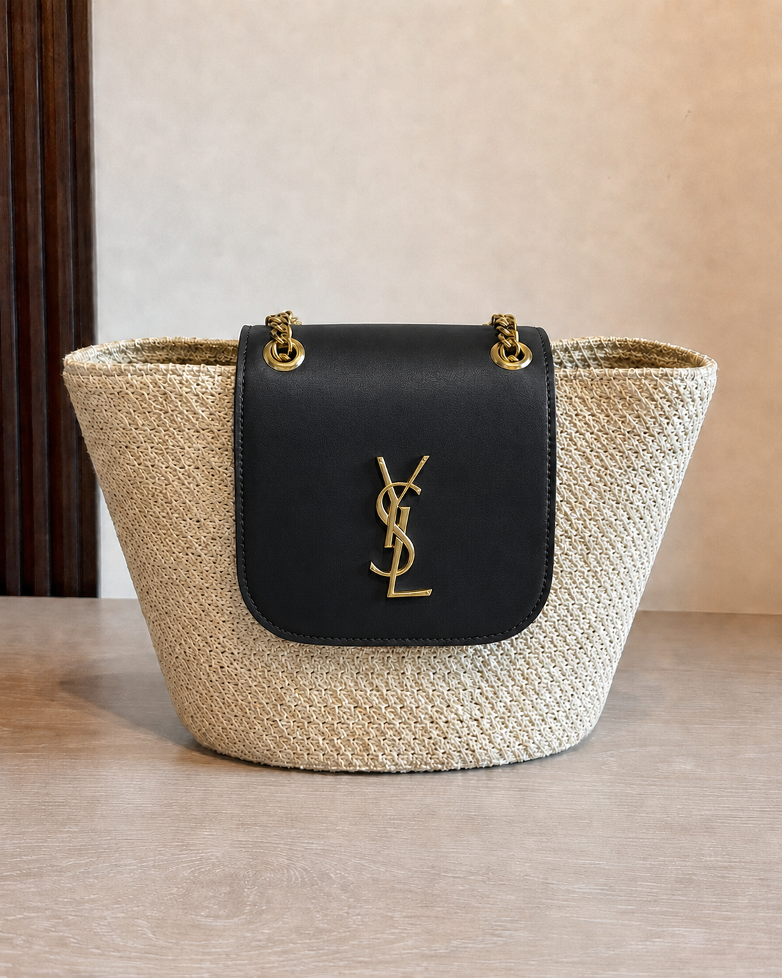 Saint Laurent Manon em Ráfia – Bolsa transversal