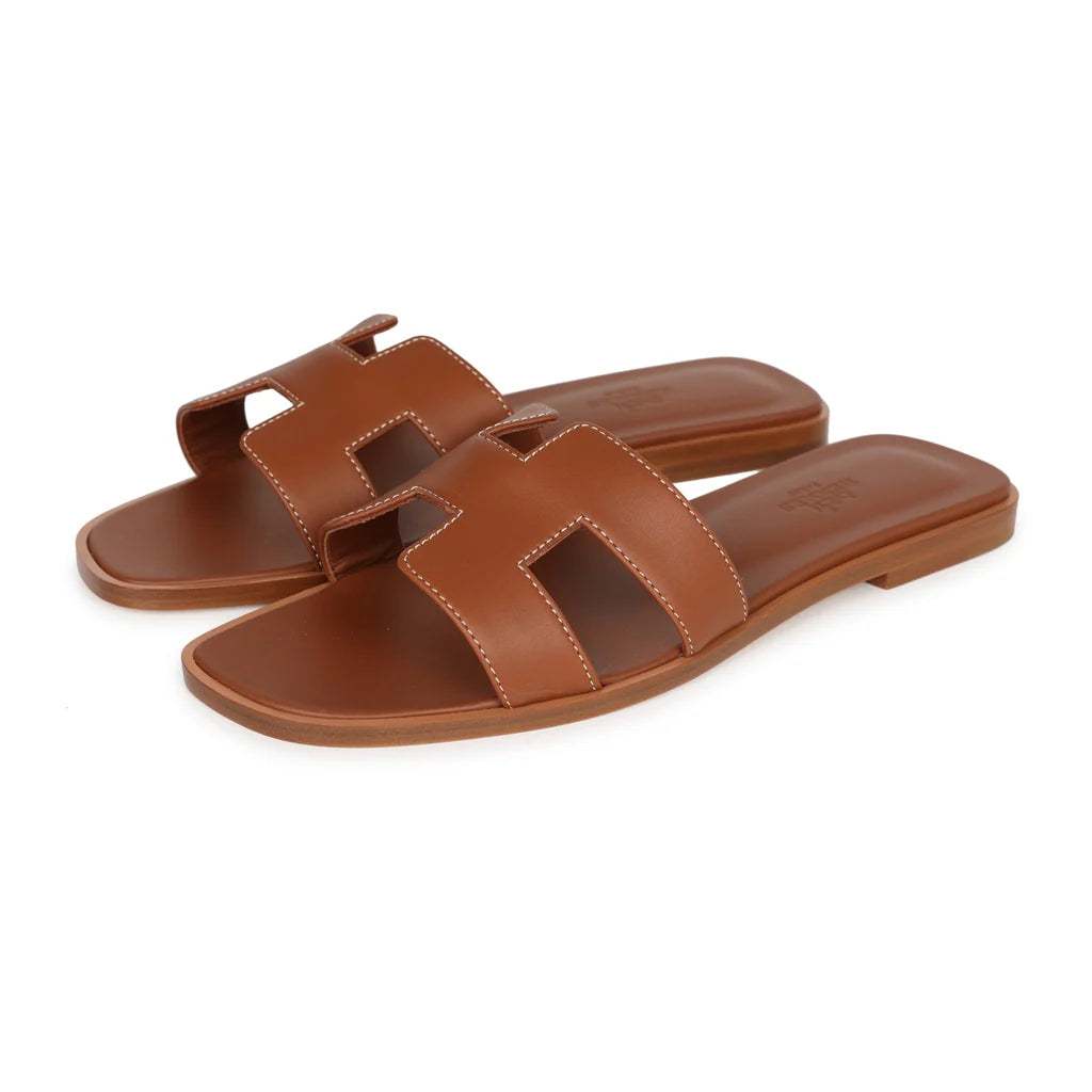 Sandália Hermès Oran - Castanho