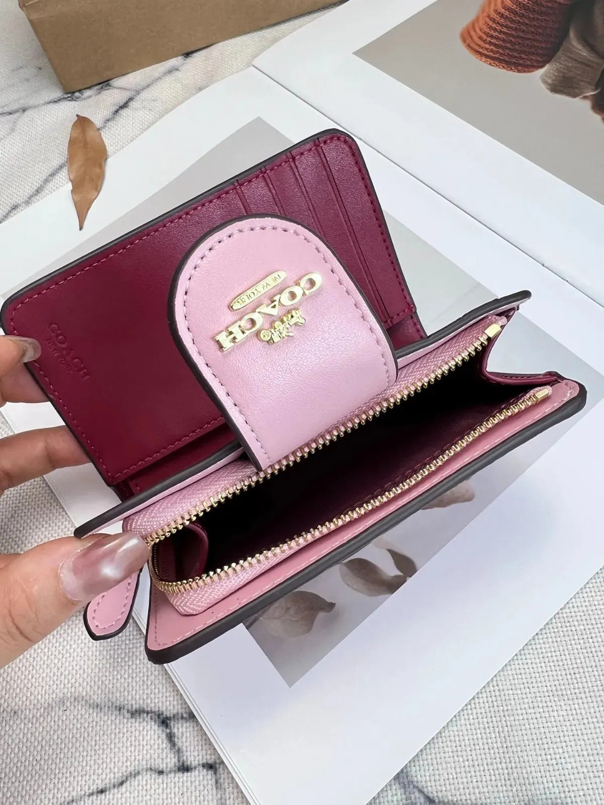 Carteira Coach Corner Zip - Rosa