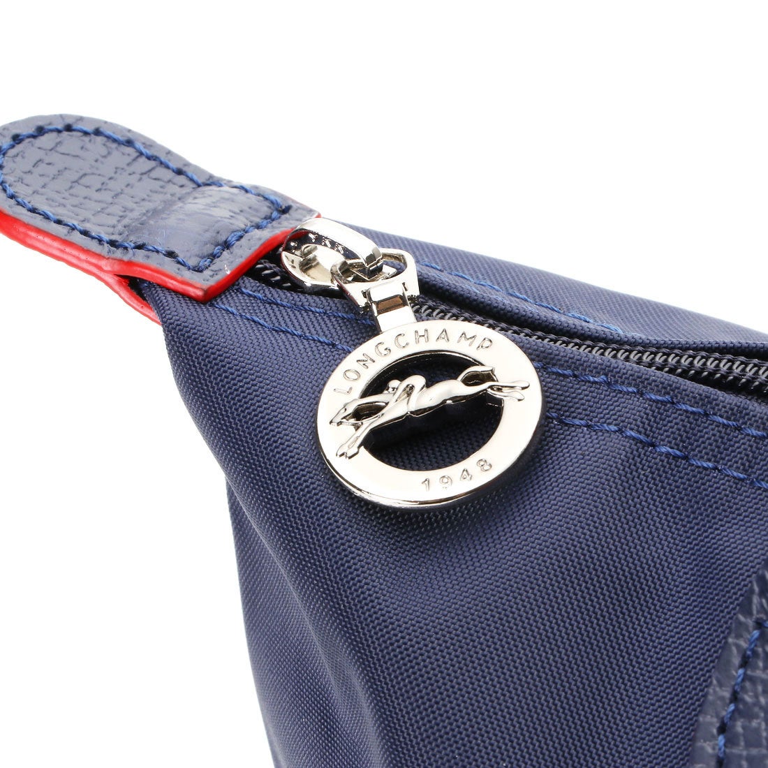 Longchamp S - Azul marinho com acabamento em vermelho