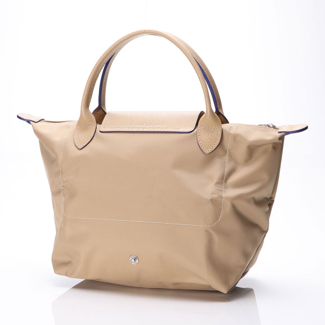 Longchamp S - Bege com acabamento em azul